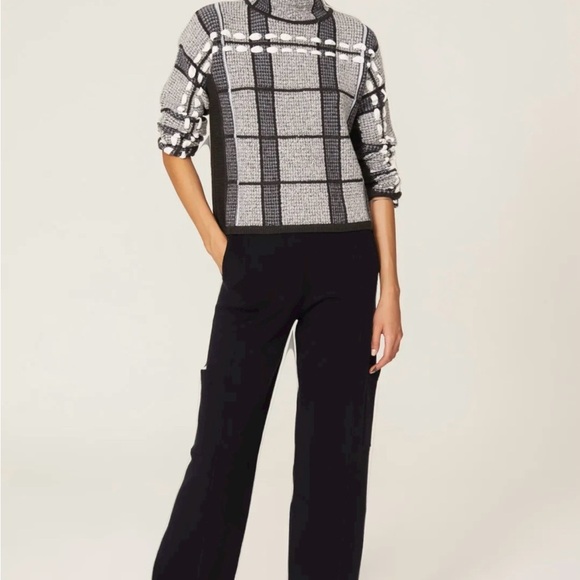 Club Monaco Chic Black and Gray Plaid Sweater - Picture 1 of 9